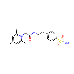 Cc1cc(C)[n+](CC(=O)NCCc2ccc(S(N)(=O)=O)cc2)c(C)c1 ZINC000013804318