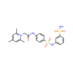 Cc1cc(C)[n+](CC(=O)Nc2ccc(S(=O)(=O)Nc3cccc(S(N)(=O)=O)c3)cc2)c(C)c1 ZINC000013804408