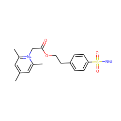 Cc1cc(C)[n+](CC(=O)OCCc2ccc(S(N)(=O)=O)cc2)c(C)c1 ZINC000013804461