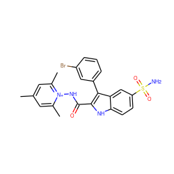 Cc1cc(C)[n+](NC(=O)c2[nH]c3ccc(S(N)(=O)=O)cc3c2-c2cccc(Br)c2)c(C)c1 ZINC000040878840