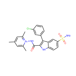 Cc1cc(C)[n+](NC(=O)c2[nH]c3ccc(S(N)(=O)=O)cc3c2-c2cccc(Cl)c2)c(C)c1 ZINC000040875463