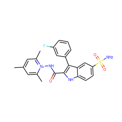 Cc1cc(C)[n+](NC(=O)c2[nH]c3ccc(S(N)(=O)=O)cc3c2-c2cccc(F)c2)c(C)c1 ZINC000040875035