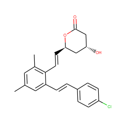 Cc1cc(C)c(/C=C/[C@@H]2C[C@@H](O)CC(=O)O2)c(/C=C/c2ccc(Cl)cc2)c1 ZINC000029484030