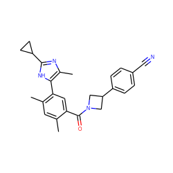 Cc1cc(C)c(-c2[nH]c(C3CC3)nc2C)cc1C(=O)N1CC(c2ccc(C#N)cc2)C1 ZINC000142700457