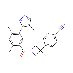 Cc1cc(C)c(-c2[nH]ncc2C)cc1C(=O)N1CC(F)(c2ccc(C#N)cc2)C1 ZINC000220778113