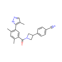 Cc1cc(C)c(-c2[nH]ncc2C)cc1C(=O)N1CC(c2ccc(C#N)cc2)C1 ZINC000220778028