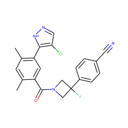 Cc1cc(C)c(-c2[nH]ncc2Cl)cc1C(=O)N1CC(F)(c2ccc(C#N)cc2)C1 ZINC000220782915