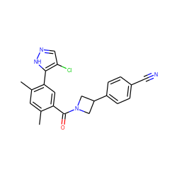 Cc1cc(C)c(-c2[nH]ncc2Cl)cc1C(=O)N1CC(c2ccc(C#N)cc2)C1 ZINC000220777484