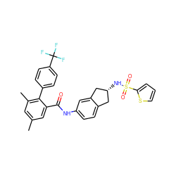 Cc1cc(C)c(-c2ccc(C(F)(F)F)cc2)c(C(=O)Nc2ccc3c(c2)C[C@H](NS(=O)(=O)c2cccs2)C3)c1 ZINC000027523719