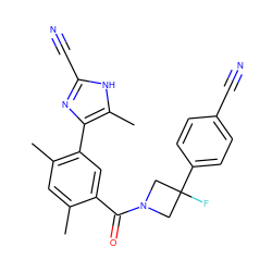 Cc1cc(C)c(-c2nc(C#N)[nH]c2C)cc1C(=O)N1CC(F)(c2ccc(C#N)cc2)C1 ZINC000219016549