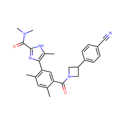 Cc1cc(C)c(-c2nc(C(=O)N(C)C)[nH]c2C)cc1C(=O)N1CC(c2ccc(C#N)cc2)C1 ZINC000206760258