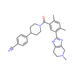 Cc1cc(C)c(-c2nc3c([nH]2)CCN(C)C3)cc1C(=O)N1CCC(c2ccc(C#N)cc2)CC1 ZINC000150199089