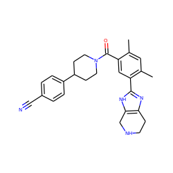 Cc1cc(C)c(-c2nc3c([nH]2)CNCC3)cc1C(=O)N1CCC(c2ccc(C#N)cc2)CC1 ZINC000150003219