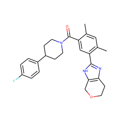 Cc1cc(C)c(-c2nc3c([nH]2)COCC3)cc1C(=O)N1CCC(c2ccc(F)cc2)CC1 ZINC000143547159