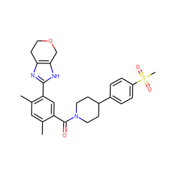 Cc1cc(C)c(-c2nc3c([nH]2)COCC3)cc1C(=O)N1CCC(c2ccc(S(C)(=O)=O)cc2)CC1 ZINC000098185393