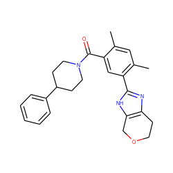 Cc1cc(C)c(-c2nc3c([nH]2)COCC3)cc1C(=O)N1CCC(c2ccccc2)CC1 ZINC000098185527