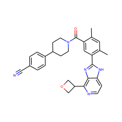 Cc1cc(C)c(-c2nc3c(C4COC4)nccc3[nH]2)cc1C(=O)N1CCC(c2ccc(C#N)cc2)CC1 ZINC000205759854