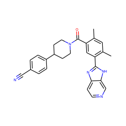 Cc1cc(C)c(-c2nc3ccncc3[nH]2)cc1C(=O)N1CCC(c2ccc(C#N)cc2)CC1 ZINC000098185526