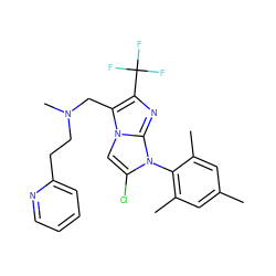 Cc1cc(C)c(-n2c(Cl)cn3c(CN(C)CCc4ccccn4)c(C(F)(F)F)nc23)c(C)c1 ZINC000049045962