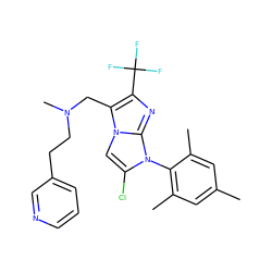 Cc1cc(C)c(-n2c(Cl)cn3c(CN(C)CCc4cccnc4)c(C(F)(F)F)nc23)c(C)c1 ZINC000049037649