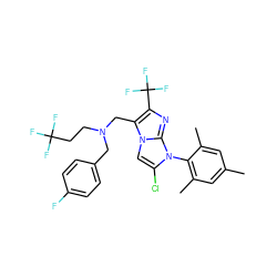 Cc1cc(C)c(-n2c(Cl)cn3c(CN(CCC(F)(F)F)Cc4ccc(F)cc4)c(C(F)(F)F)nc23)c(C)c1 ZINC000049777046