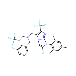 Cc1cc(C)c(-n2c(Cl)cn3c(CN(CCC(F)(F)F)Cc4cccc(F)c4)c(C(F)(F)F)nc23)c(C)c1 ZINC000049777048