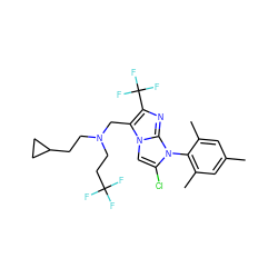 Cc1cc(C)c(-n2c(Cl)cn3c(CN(CCC4CC4)CCC(F)(F)F)c(C(F)(F)F)nc23)c(C)c1 ZINC000034315189