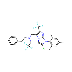 Cc1cc(C)c(-n2c(Cl)cn3c(CN(CCc4ccccc4)CC(F)(F)F)c(C(F)(F)F)nc23)c(C)c1 ZINC000049777502