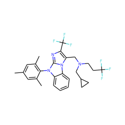 Cc1cc(C)c(-n2c3ccccc3n3c(CN(CCC(F)(F)F)CC4CC4)c(C(F)(F)F)nc23)c(C)c1 ZINC000028463320