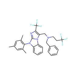 Cc1cc(C)c(-n2c3ccccc3n3c(CN(CCC(F)(F)F)Cc4ccccc4)c(C(F)(F)F)nc23)c(C)c1 ZINC000028463736