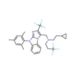 Cc1cc(C)c(-n2c3ccccc3n3c(CN(CCC4CC4)CCC(F)(F)F)c(C(F)(F)F)nc23)c(C)c1 ZINC000028458682