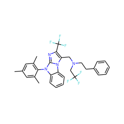 Cc1cc(C)c(-n2c3ccccc3n3c(CN(CCc4ccccc4)CC(F)(F)F)c(C(F)(F)F)nc23)c(C)c1 ZINC000028461597