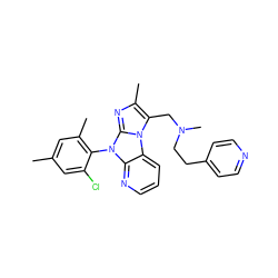 Cc1cc(C)c(-n2c3ncccc3n3c(CN(C)CCc4ccncc4)c(C)nc23)c(Cl)c1 ZINC000028903856