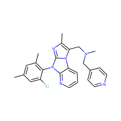 Cc1cc(C)c(-n2c3ncccc3n3c(CN(C)Cc4ccncc4)c(C)nc23)c(Cl)c1 ZINC000028903832