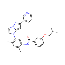 Cc1cc(C)c(-n2ccn3nc(-c4cccnc4)cc23)cc1NC(=O)c1cccc(OCC(C)C)c1 ZINC000224226106