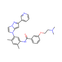 Cc1cc(C)c(-n2ccn3nc(-c4cccnc4)cc23)cc1NC(=O)c1cccc(OCCN(C)C)c1 ZINC000205332606