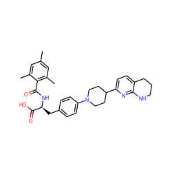 Cc1cc(C)c(C(=O)N[C@@H](Cc2ccc(N3CCC(c4ccc5c(n4)NCCC5)CC3)cc2)C(=O)O)c(C)c1 ZINC000043171692