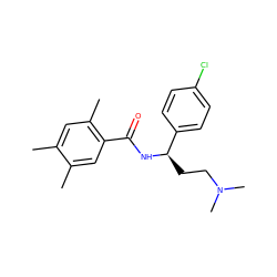 Cc1cc(C)c(C(=O)N[C@H](CCN(C)C)c2ccc(Cl)cc2)cc1C ZINC000013684690