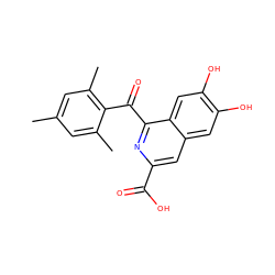 Cc1cc(C)c(C(=O)c2nc(C(=O)O)cc3cc(O)c(O)cc23)c(C)c1 ZINC000013490145