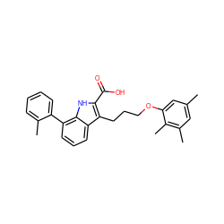 Cc1cc(C)c(C)c(OCCCc2c(C(=O)O)[nH]c3c(-c4ccccc4C)cccc23)c1 ZINC000063539318