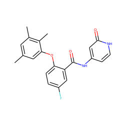 Cc1cc(C)c(C)c(Oc2ccc(F)cc2C(=O)Nc2cc[nH]c(=O)c2)c1 ZINC000143259414