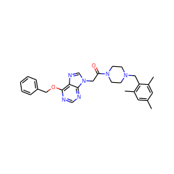 Cc1cc(C)c(CN2CCN(C(=O)Cn3cnc4c(OCc5ccccc5)ncnc43)CC2)c(C)c1 ZINC000061947309