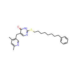 Cc1cc(C)c(Cc2cnc(SCCCCCCCCc3ccccc3)[nH]c2=O)cn1 ZINC000027312258