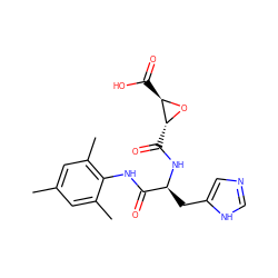 Cc1cc(C)c(NC(=O)[C@H](Cc2cnc[nH]2)NC(=O)[C@H]2O[C@@H]2C(=O)O)c(C)c1 ZINC000096917568