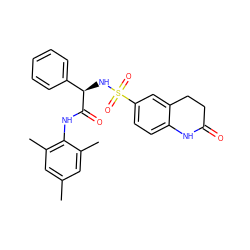 Cc1cc(C)c(NC(=O)[C@H](NS(=O)(=O)c2ccc3c(c2)CCC(=O)N3)c2ccccc2)c(C)c1 ZINC000009610586