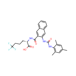 Cc1cc(C)c(NC(=O)Nc2cc3ccccc3cc2C(=O)N[C@@H](CCCC(F)(F)F)C(=O)O)c(C)c1 ZINC000038218303