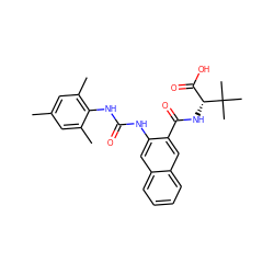 Cc1cc(C)c(NC(=O)Nc2cc3ccccc3cc2C(=O)N[C@H](C(=O)O)C(C)(C)C)c(C)c1 ZINC000040918112