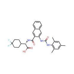 Cc1cc(C)c(NC(=O)Nc2cc3ccccc3cc2C(=O)N[C@H](C(=O)O)C2CCC(F)(F)CC2)c(C)c1 ZINC000035836750