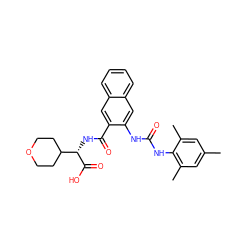 Cc1cc(C)c(NC(=O)Nc2cc3ccccc3cc2C(=O)N[C@H](C(=O)O)C2CCOCC2)c(C)c1 ZINC000040919076