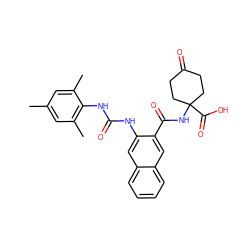 Cc1cc(C)c(NC(=O)Nc2cc3ccccc3cc2C(=O)NC2(C(=O)O)CCC(=O)CC2)c(C)c1 ZINC000040410821